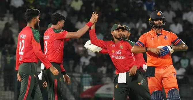 নেদারল্যান্ডসের বিপক্ষে বড় জয়ে সিরিজ নিশ্চিত বাংলাদেশের