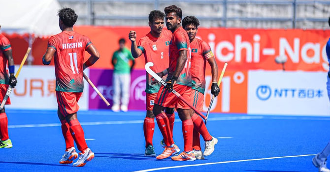 শ্রীলঙ্কাকে ৫-১ গোলে হারিয়ে এশিয়ান গেমসে বাংলাদেশ হকির প্রথম জয়