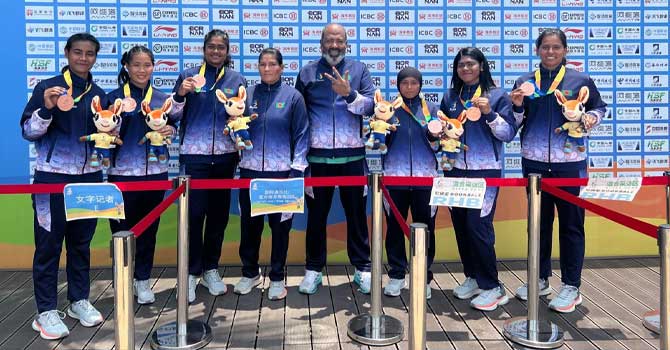 এশিয়ান বিচ গেমসে বাংলাদেশের ব্রোঞ্জ জয়, পদক গ্রহণ