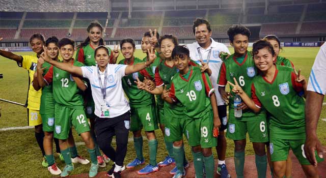 মিয়ানমারকে হারিয়ে এএফসি‘র চূড়ান্ত পর্বে বাংলাদেশের মেয়েরা