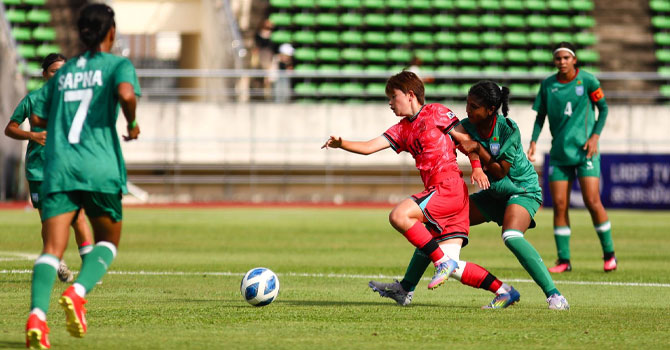 দক্ষিণ কোরিয়ার কাছে ৬ গোলে বিধ্বস্ত হলো বাংলাদেশের মেয়েরা