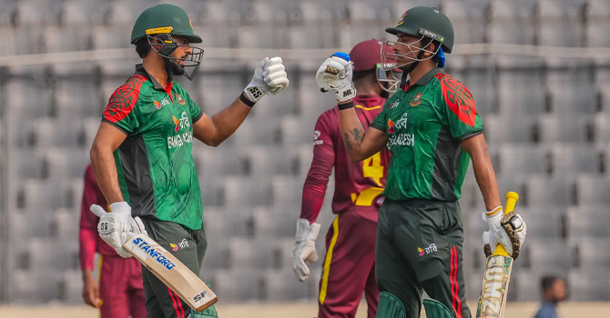 ওয়েস্ট ইন্ডিজকে ২৯৭ রানের লক্ষ্য দিলো বাংলাদেশ